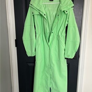 Nike Neon Green Trench Coat with Cropped Puffer Overlay